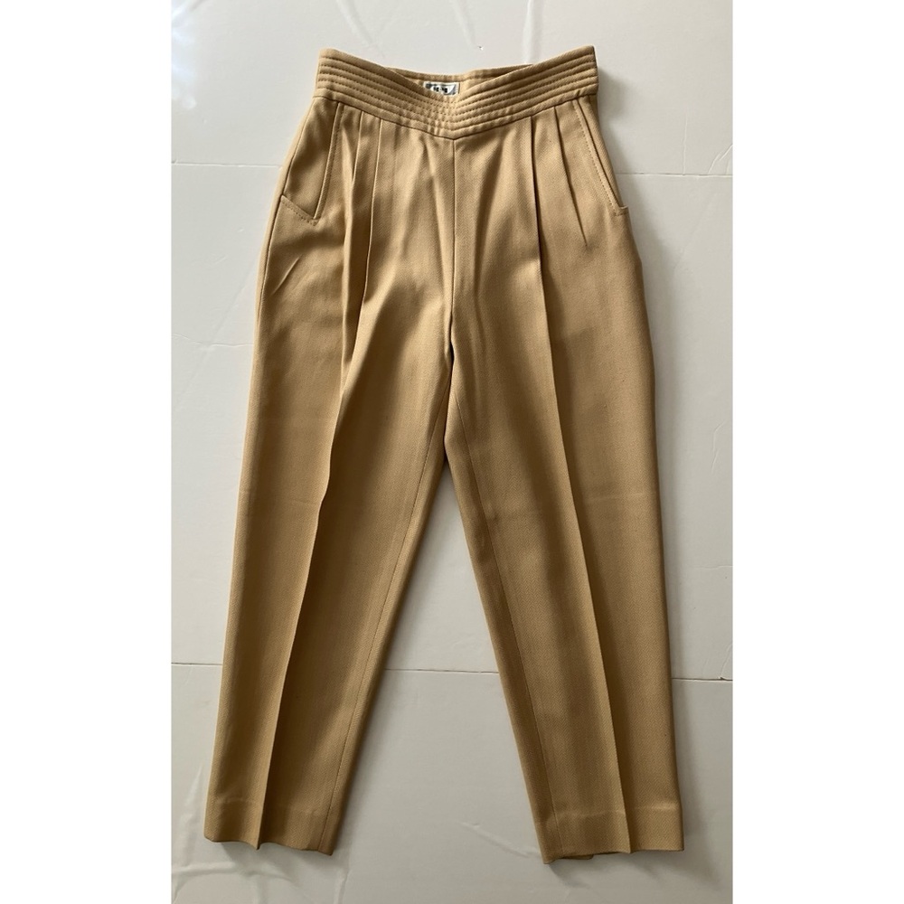 Vintage 90s Tan Korean Slim Fit V-Front 100% Wool Pants Women’s 4P